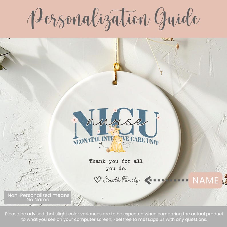 Personalized NICU Nurse Ornament Gift For NICU Nurse Keepsake Christmas Gift Neonatal ICU Nurse Ornament nicu Nurse Christmas Ornament Name image 2