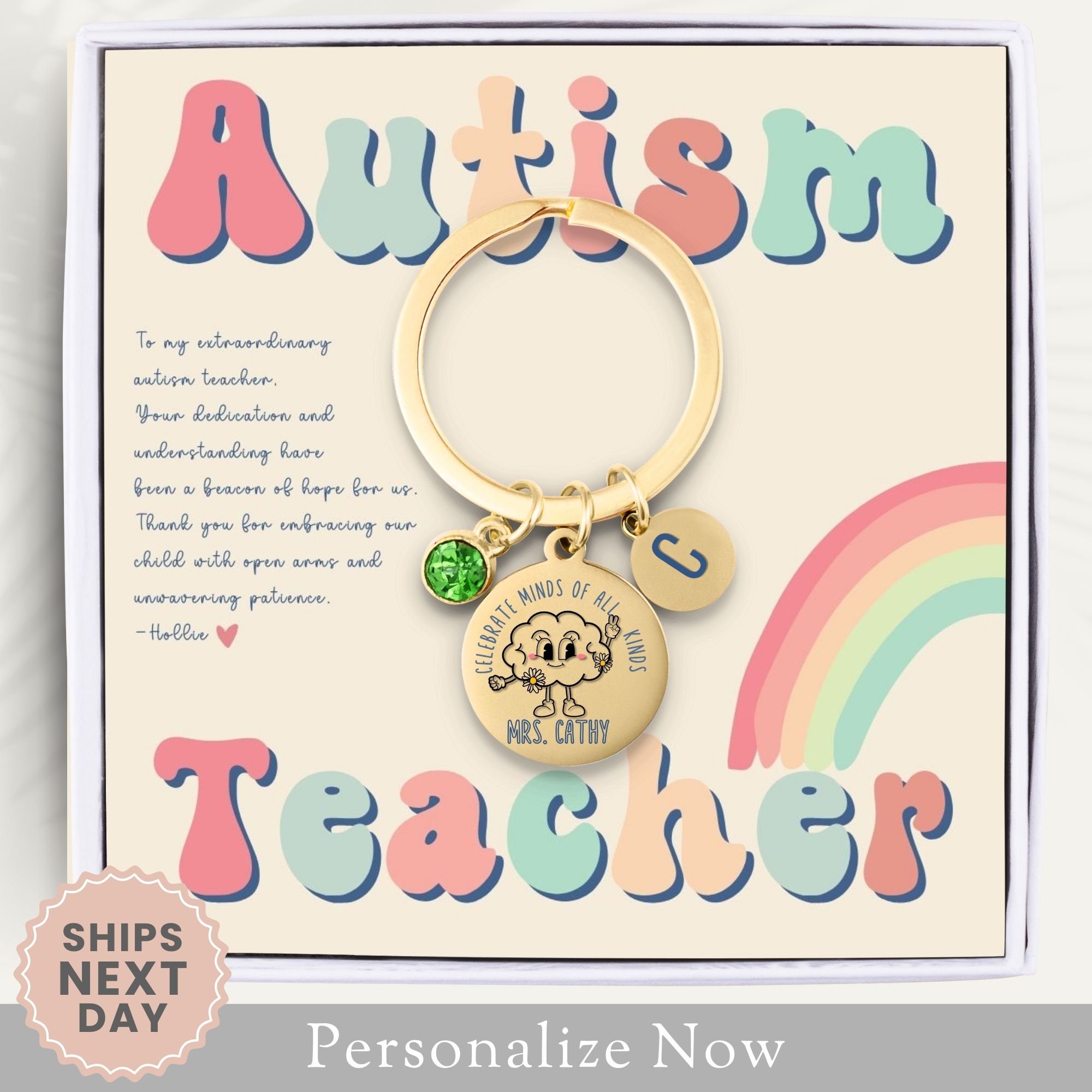 Personalized Autism Teacher Keychain Gift for Autism Teacher Key Chains ...