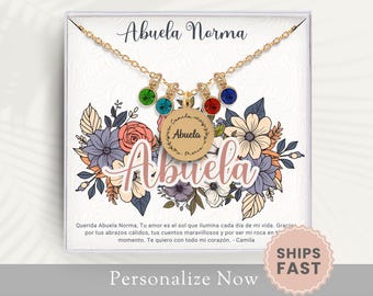 Personalized Abuela Necklace Collar De Regalo Para Abuela Nieta Necklace Abuela Mother’s Day Gift For Abuela Birthstone Necklace For Abuela