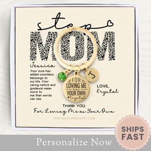 Personalized Step Mom Keychain Gift For Bonus Mom Mothers Day Gift Stepmother Keyring Stepmom Key Chain From Stepdaughter Birthstone Leopard