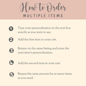 May include: A pink and white graphic with instructions on how to order multiple items. The instructions are numbered 1 through 5. The text says: "How to Order Multiple Items".