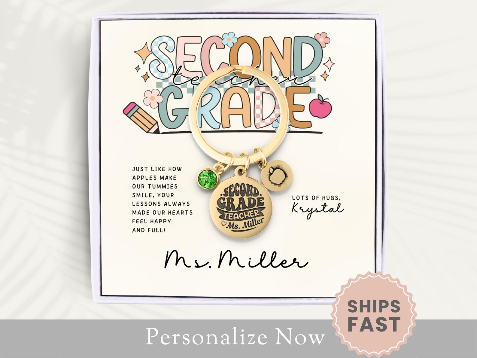 Personalized Second Grade Teacher Key Chain Gift for Second Grade ...