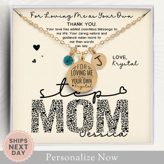 Buy Personalized Step Mom Necklace Mothers Day Gift for Stepmother Custom Notecard Bonus Mom Neck Lace Jewelry Gift for Stepmom Leopard Pattern Online in India Etsy