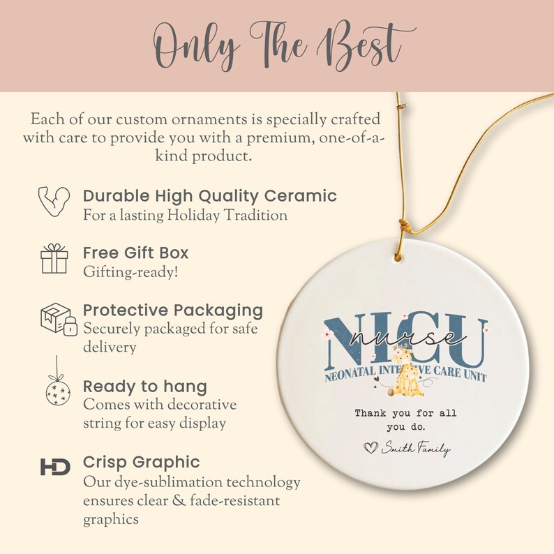 Personalized NICU Nurse Ornament 
Gift For NICU Nurse Keepsake
