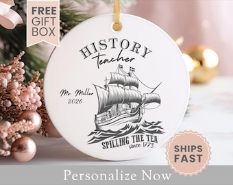 Personalized History Teacher Ornament Gift For History Teacher Christmas Ornament Teacher Appreciation Gift For History Professor Keepsake