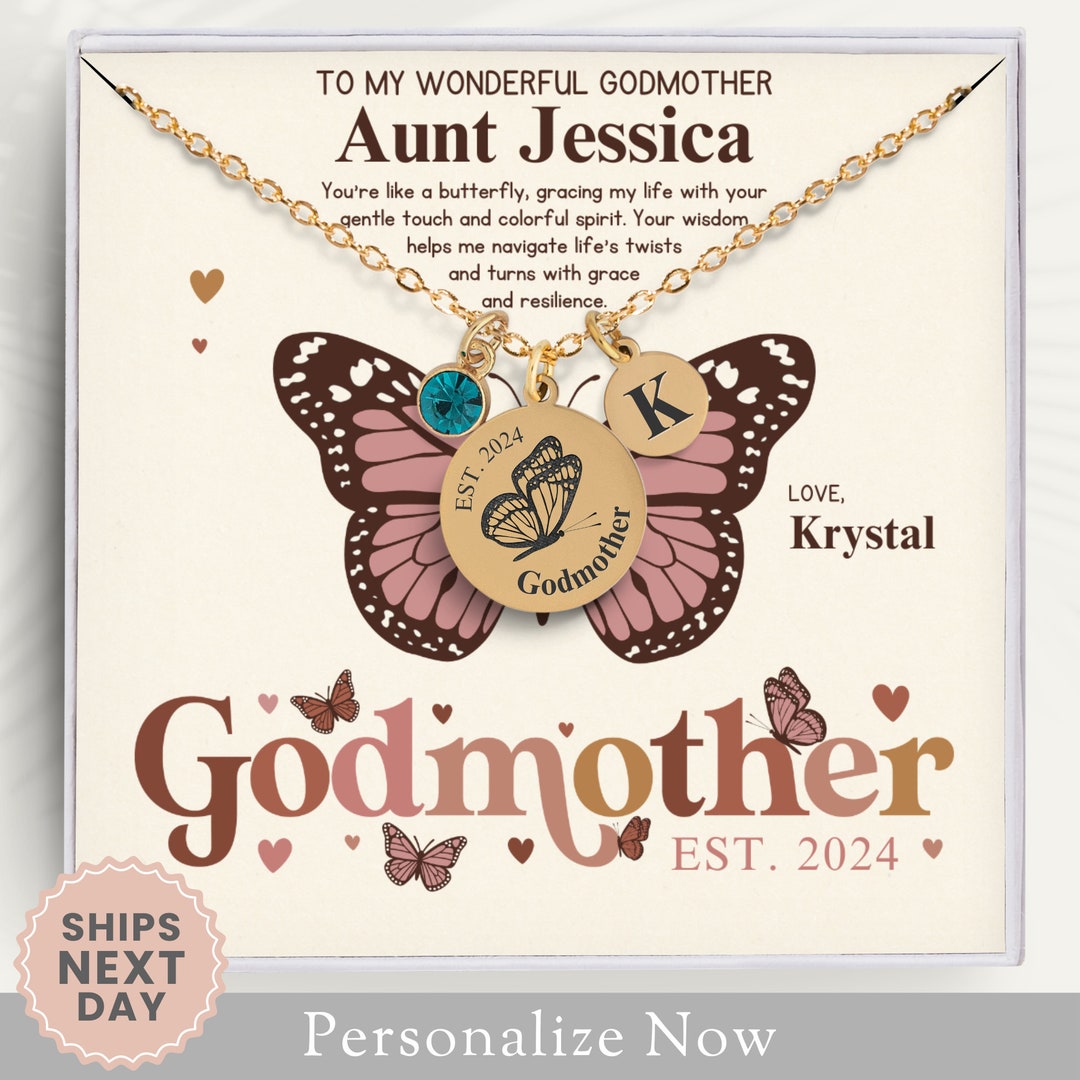 Personalized Godmother Necklace Godmother Birthday Giftcustom Notecard — free download