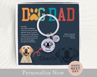 Personalized Dog Dad Keychain Gift For Dog Dad Keyring Fathers Day Gift Dog Dad Key Chain Dog Daddy Key Ring Birthday Gift Note Dog Portrait