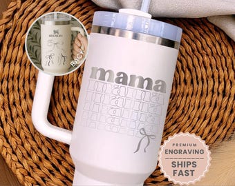 Custom Mama Tumbler Gift For Mom Tumbler Engraving Mothers Day Gift Mama Tumbler With Straw Mom Travel Mug Christmas Gift Kid Name Engraved