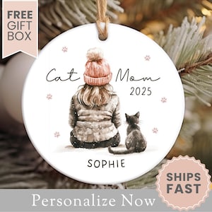 Personalized Cat Mom Ornament Gift For Cat Mom Christmas Ornament Cat Mama Gift Cat Mom Keepsake Cat Ornament Gift Cat Name Ceramic Ornament
