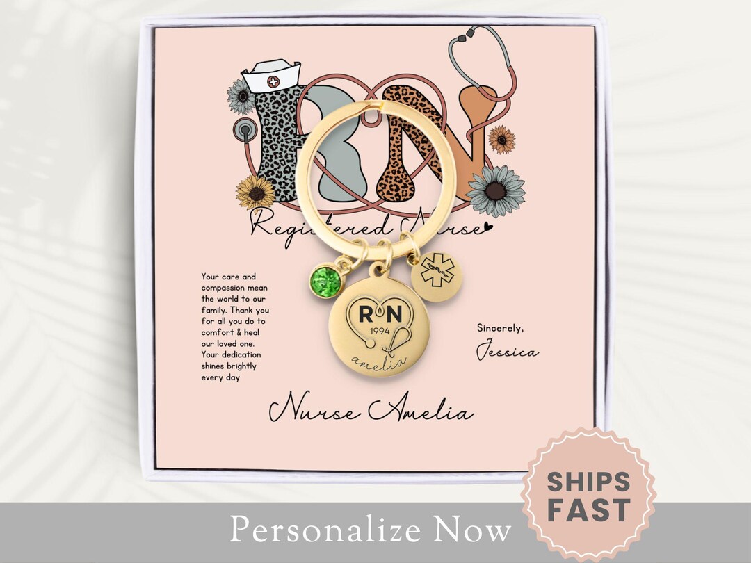 Personalized Registered Nurse Keychain RN Nurse Key Chain RN Keyring ...