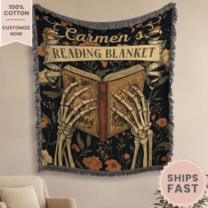 Personalized Book Lovers Reading Woven Blanket Gift For Book Lover Tapestry Birthday Gift Book Lover  Woven Throw  Reading Keepsake Blanket