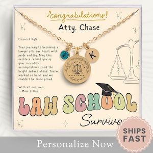 Personalized Lawyer Graduation Necklace Gift For Law School Graduation Jewelry Law School Grad Necklace Future Lawyer Gift Note Birthstone