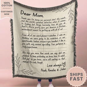 Personalized Mom Letter Woven Blanket Gift For Mom Woven Throw Mothers Day Gift Letter Blanket Handwritten Woven Throw Birthday Gift For Mom