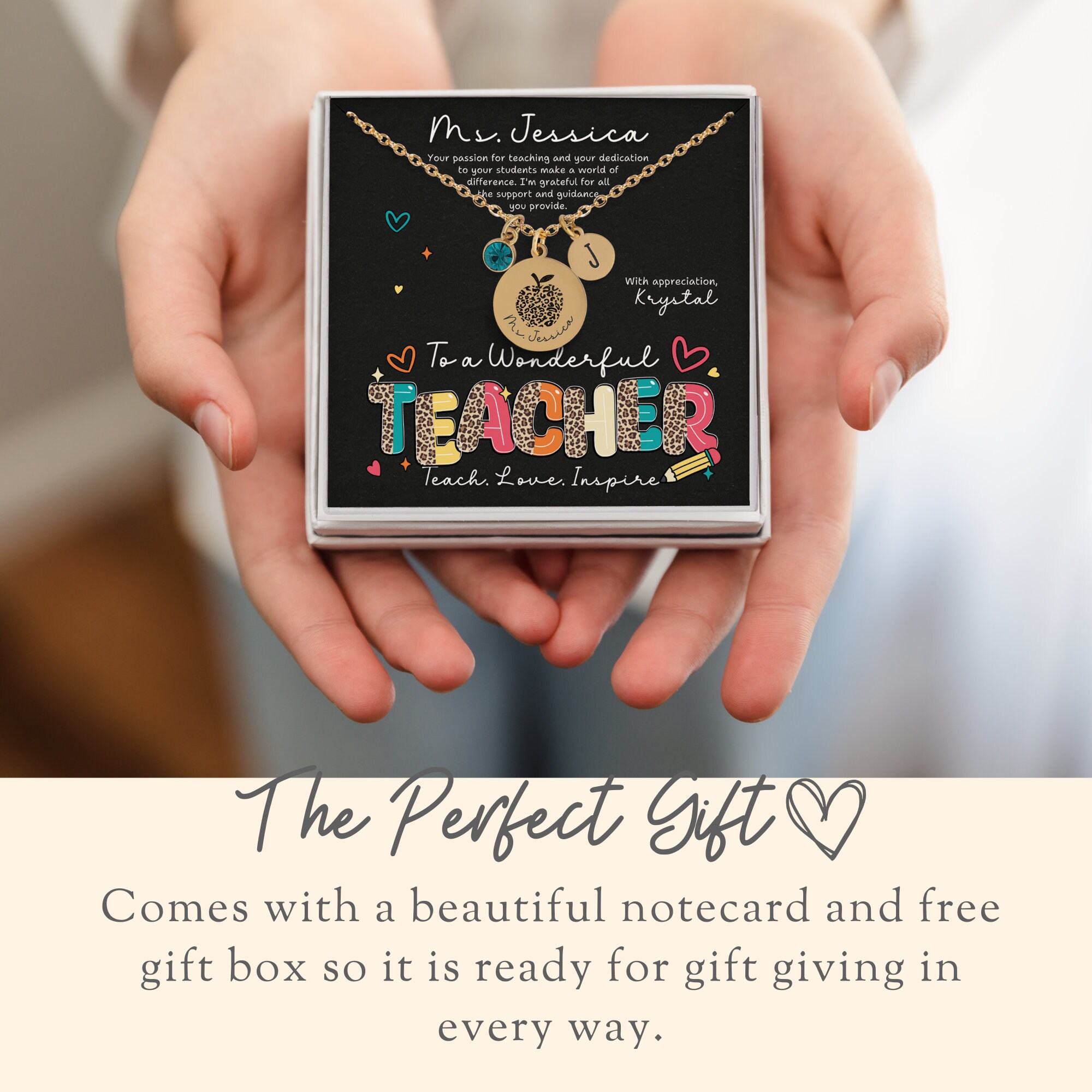 Personalized Teacher Appreciation Necklace Gift From Student Teacher ...