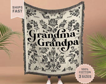 Personalized Grandma And Grandpa Woven Blanket Gift For Grandparents Tapestry Grandparents Day Gift Grandparents Throw Gift From Grandkids