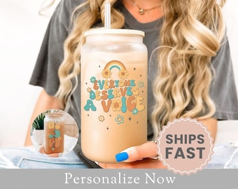 Personalized Speech Language Pathologist Glass Cup Gift For Speech Therapist Glass Tumbler Appreciation Gift SLP Iced Coffee Cup SLP Frosted