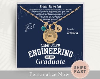 Personalized Computer Engineer Graduation Necklace Gift For Computer Engineer Graduation Jewelry Computer Engineering Grad Card Birthstone