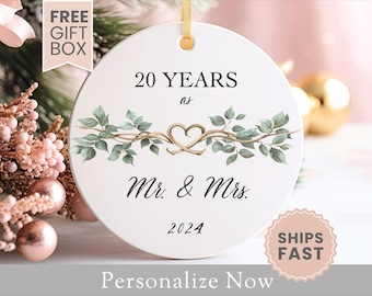Personalized Wedding Anniversary Ornament Gift For Married Couple Christmas Ornament Wedding Anniversary Keepsake Gift For Couple Ornament