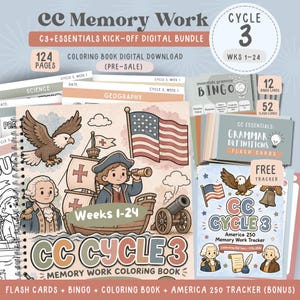 CC Cycle 3 Coloring Book Essentials Bundle Gift for CC Student Back to School Gift Cycle 3 Homeschool Memory Worksheet History Printable PDF