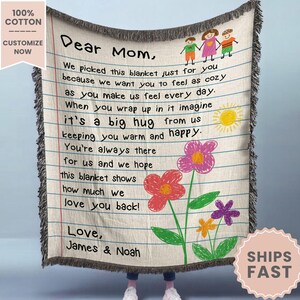 Personalized Mom Letter Woven Blanket Gift For Mom Tapestry Mothers Day Gift Letter To Mom Keepsake Blanket From Kids To Mom Throw Blanket