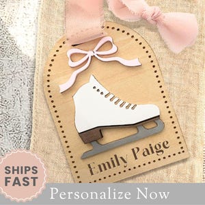 Personalized Wooden Ice Skate Bag Tag For Skater Valentine Gift Wrapping Tag for Skater Christmas Ornament Competitive Figure Skating Coach
