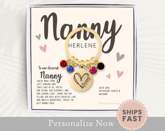 Personalized Nanny Keychain Gift For Nanny Keyring Mothers Day Key Chain Grandmother Key Ring Grandma Keyring Nanny Keychain Gift Name Est.