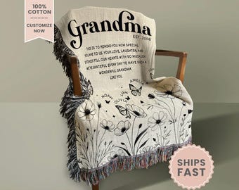 Personalized Grandma Woven Blanket Gift For Grandma Tapestry Mothers Day Gift Grandparent Woven Blanket Grandma Woven Throw Grandparent Gift