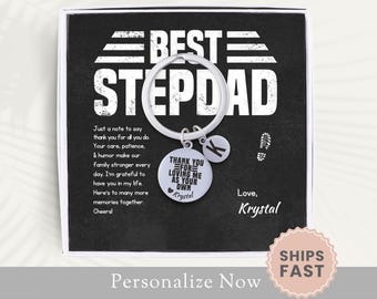 Personalized Step Dad Keychain Fathers Day Gift For Step Dad Key Chain Step Father Key Ring Stepdad Birthday Gift Step Dad Gift From Stepkid