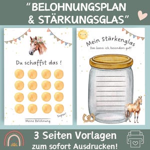Belohnungstafel Pferd | Belohnungssystem für Kinder | Belohnungsplan zum Ausdrucken | Belohnungskarte Pferd | Belohnungsplan Kind
