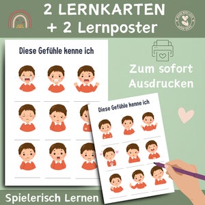 Lernkarten & Lernposter Kindergarten | Vorlagen für Erzieher | Portfolio Vorlagen | Lernkarten- Gefühle Vorlagen | Lernkarten und Lernposter