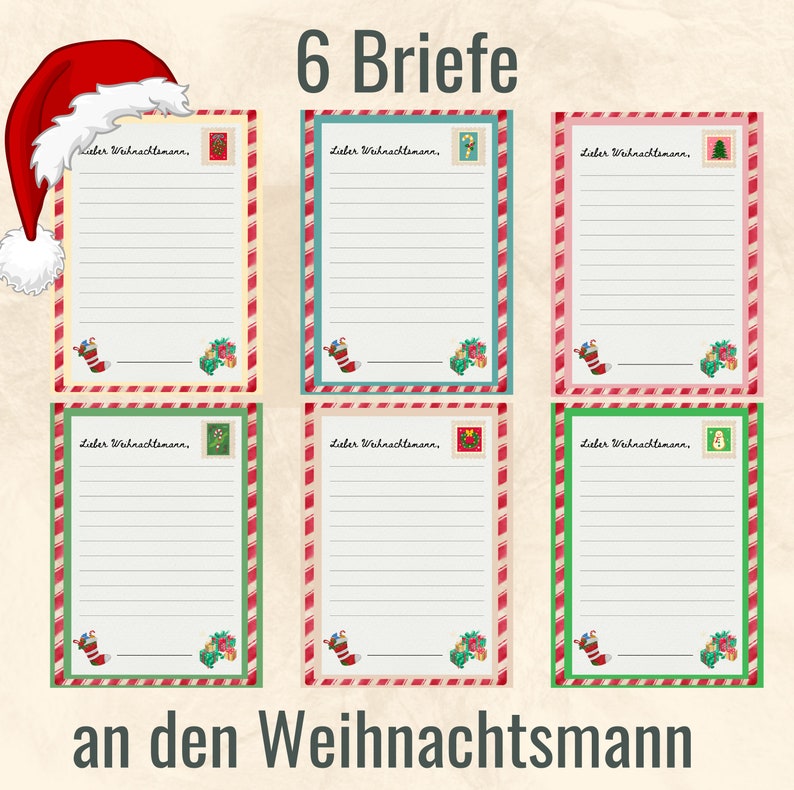 6 Briefe an den Weihnachtsmann Vorlagen Eltern Wunschzettel - Etsy.de