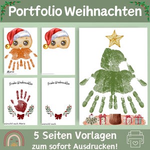 Set of 5 Christmas Handprints | Christmas Handprints | Christmas Gift for Mom/Dad, Grandma/Grandpa | Kindergarten Christmas Templates