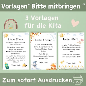 Aushang Kita | Aushang Kindergarten | Portfolio Vorlage Kita/Krippe | Vorlage für Erzieher | Aushang bitte mitbringen Kita | Aushang Krippe