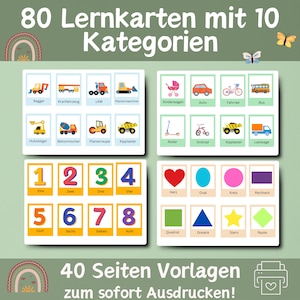 Lernkarten Kindergarten | Vorlagen für Erzieher/Eltern | Lernkarten Montessori | Vorlagen für Kindergarten & Krippe | 80 Lernkarten Alltag