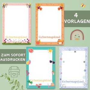 4 Geburtstagsvorlagen Kindergarten | Vorlagen für Erzieher |  Portfolio Vorlagen | Geburtstagsvorlagen Krippe/Kita | Geburtstag Vorlagen