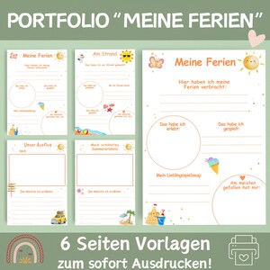 May include: A printable portfolio for kids to document their summer vacation. The portfolio includes six pages with prompts like "My Summer Vacation", "At the Beach", "My Favorite Toy", and "My Favorite Memory".