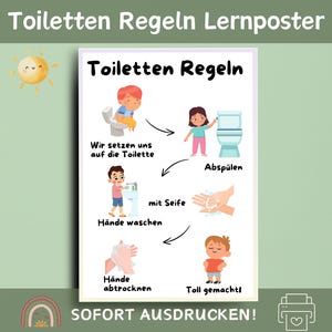 Póster de aprendizaje sobre las normas del baño – Guardería, guardería y familia | Plantillas para educadores y niños | Imprimir PDF al instante