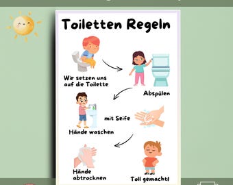 Toilet Rules Learning Poster – Daycare, Nursery & Family | Templates for Educators and Children | Print PDF Instantly