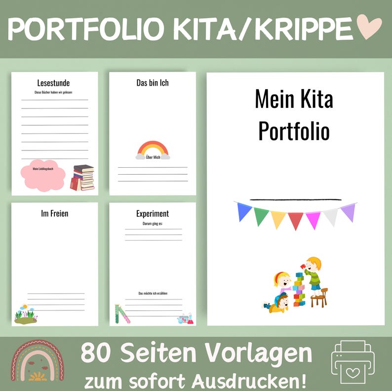 4 Portfolio Vorlagen | Geburtstagsvorlagen | Portfolio Geburtag Vorlage | Portfolio Kita | Portfolio Krippe | Vorlagen für Erzieher