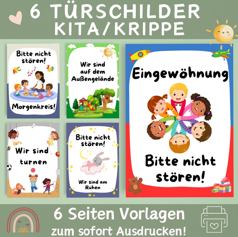  6 Daycare Door Signs Nursery Door Signs Templates for Educators Daycare Illustration 