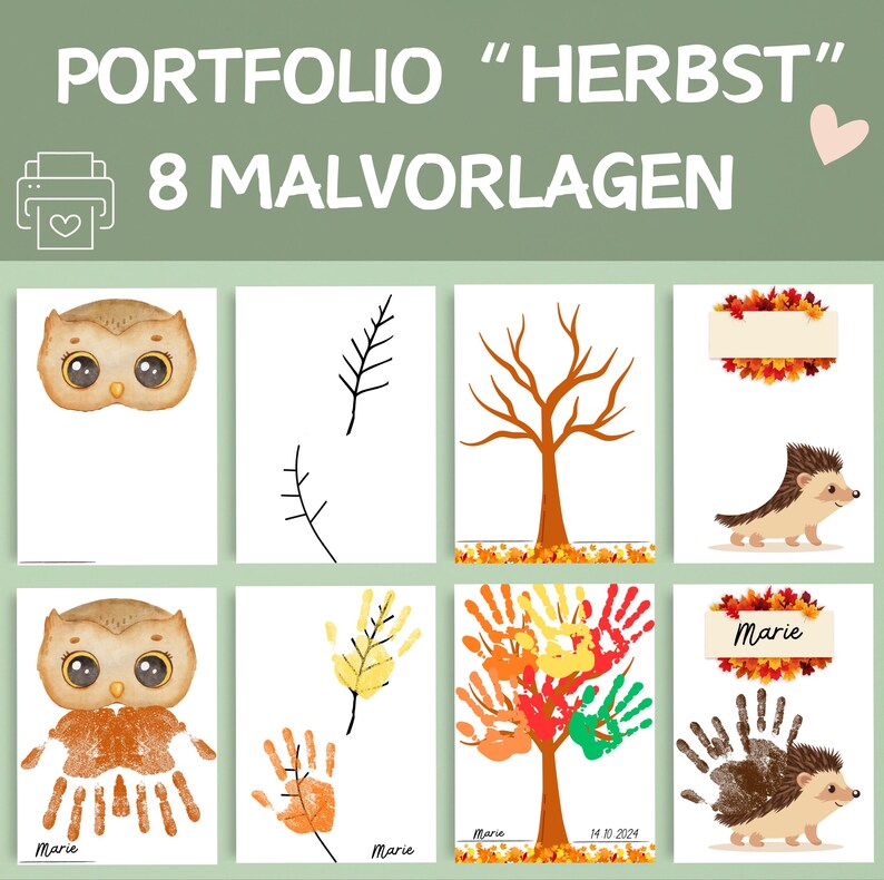 May include: A set of eight printable autumn-themed coloring pages featuring an owl, a tree, a leaf, and a hedgehog. The pages are designed for children to color and are perfect for fall crafts and activities.