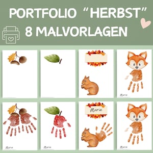 Portfolio Herbst Malvorlagen | Kindergarten Portfolio Herbst | Vorlage Portfolio Krippe | Herbst Vorlagen für Erzieher | 8 Portfolio Herbst