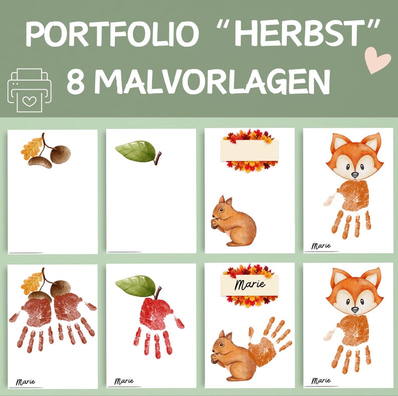Portfolio Herbst Malvorlagen | Kindergarten Portfolio Herbst | Vorlage Portfolio Krippe | Herbst Vorlagen für Erzieher | 8 Portfolio Herbst