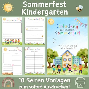 Einladung Sommerfest Kita | Sommerfest Kindergarten | Einladung Kindergarten | Aushang Kita | Kindergarten Vorlagen | Aushang Krippe | PDF