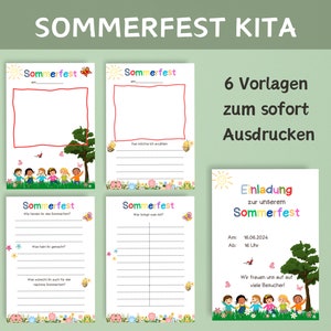 Einladung Sommerfest Kita | Kindergarten Sommerfest | Kindergarten Vorlagen | Aushang Kita | Sommer Porfolio Vorlagen | Erzieher Vorlagen