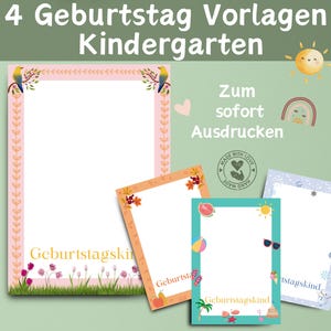 4 Geburtstagsvorlagen Kindergarten | Vorlagen für Erzieher |  Portfolio Vorlagen | Geburtstagsvorlagen Krippe/Kita | Geburtstag Vorlagen