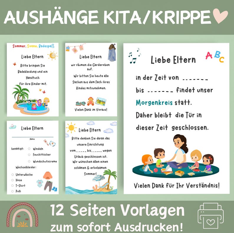 4 Geburtstagsvorlagen Kindergarten | Vorlagen für Erzieher |  Portfolio Vorlagen | Geburtstagsvorlagen Krippe/Kita | Geburtstag Vorlagen