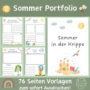 Portfolio Vorlagen Sommer | Erzieher Vorlagen | Portfolio Vorlagen Krippe |  Kindergarten Portfolio | Portfolio Kita | Kindergarten Vorlagen