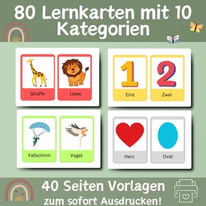 80 Lernkarten Kindergarten | Flash Cards | Montessori Lernkarten | Lernkarten Kita | Lernkarten Krippe | Vorlagen für Erzieher & Eltern