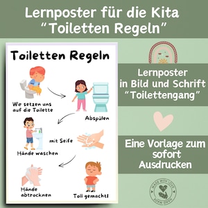 Vorlage für Erzieher | Toiletten Regeln Vorlage | Vorlage Kindergarten | Lernposter Kindergarten | LernposterToilettengang | Vorlage Krippe